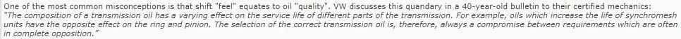 1 - Shift Feel vs Oil Quality - What VW Says.webp