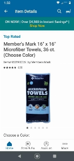 Member's Mark Commerical Microfiber Towel, 36 Ct 